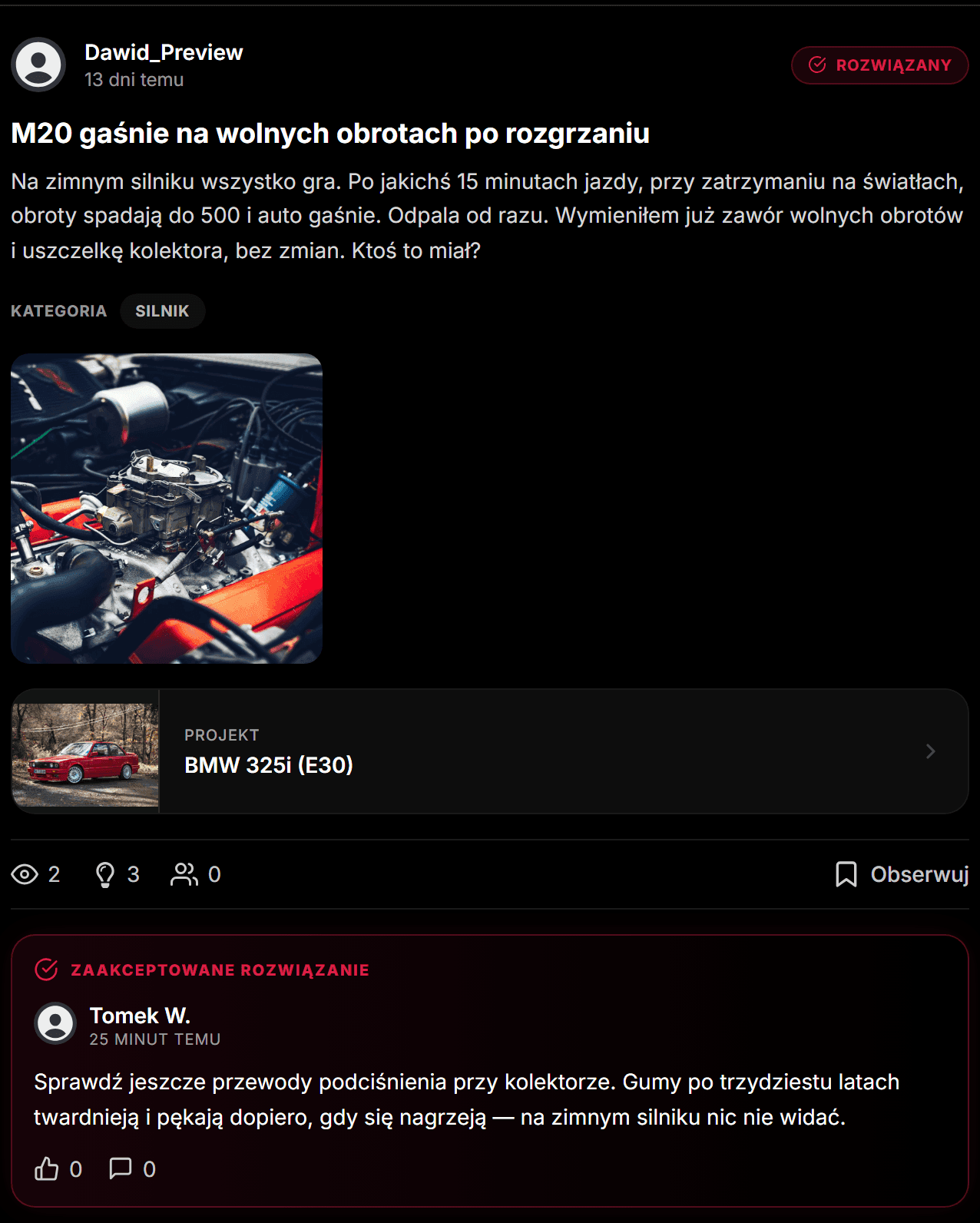 Zgłoszony problem z podpiętym projektem