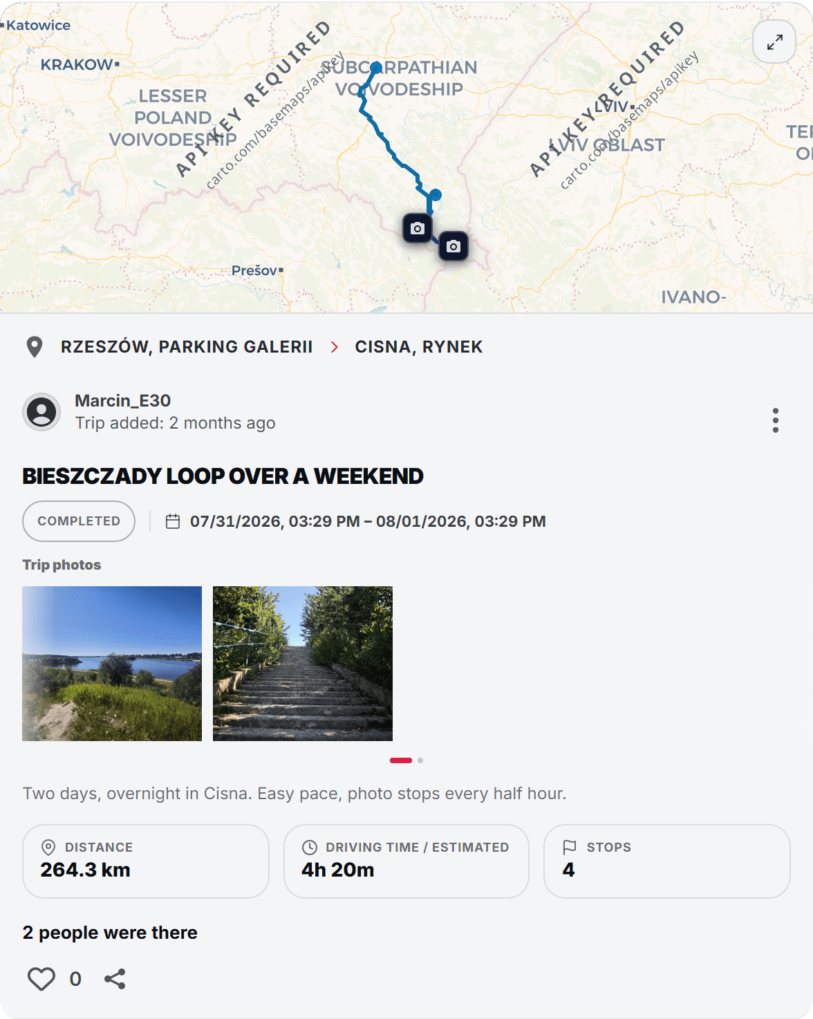 Trip in der App